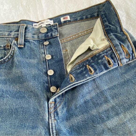 RE/DONE ORIGINALS STOVE PIPE HIGH RISE BUTTON FRONT JEANS NWT - Picture 10 of 15